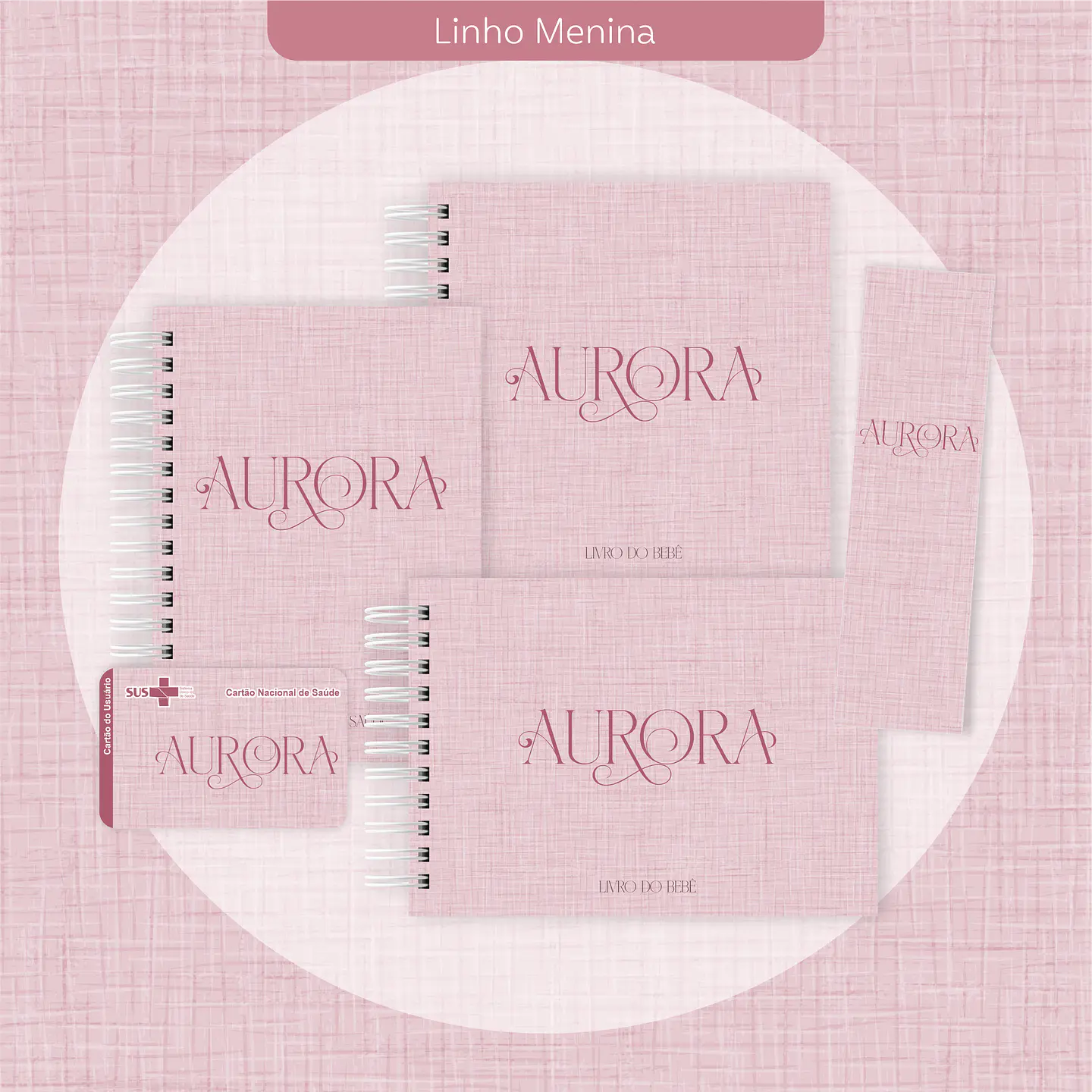 Arquivo Encadernação Baby Linho Rosa 1