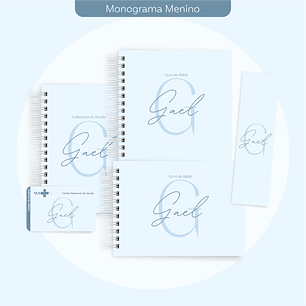 Arquivo Encadernação Baby Monograma Menino Azul