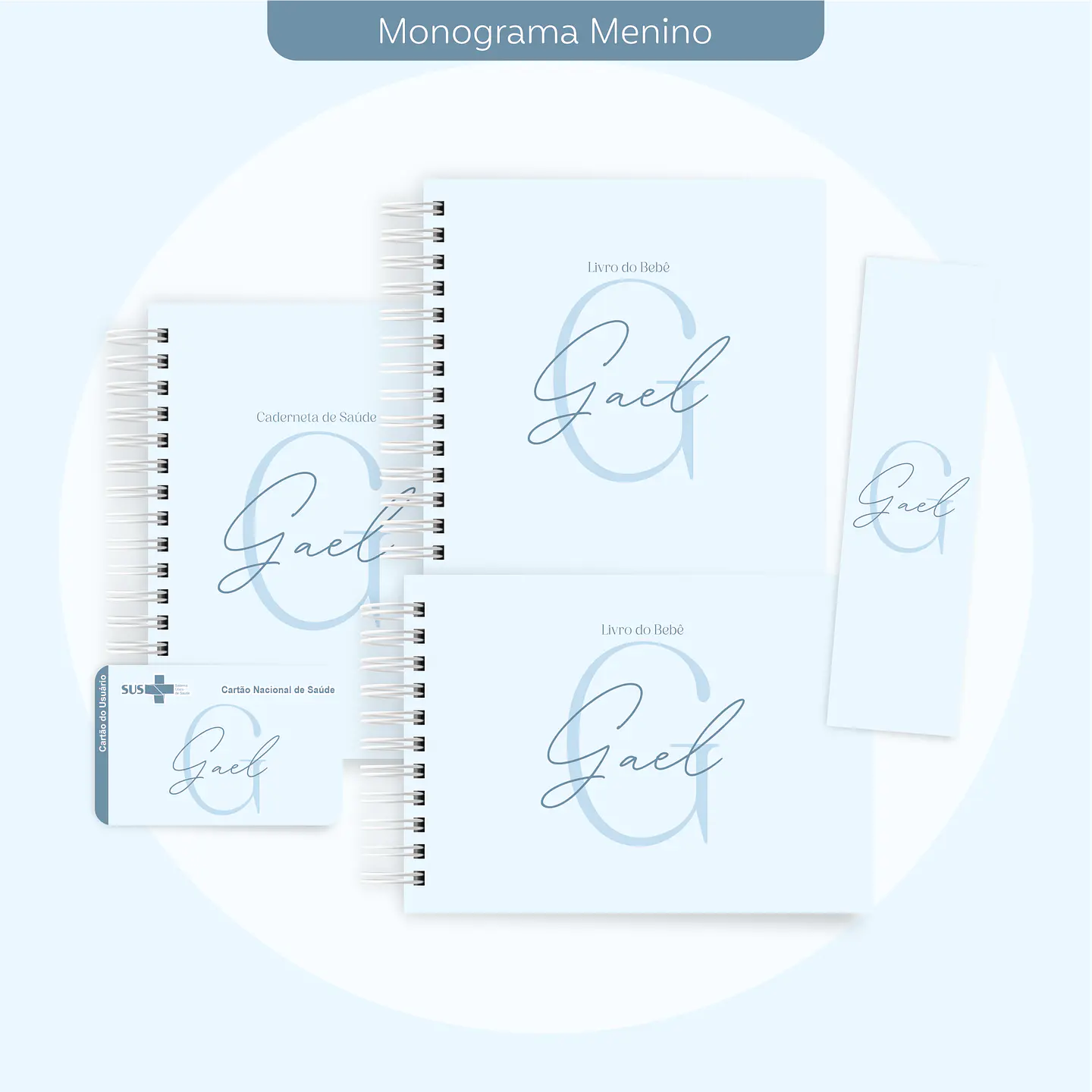 Arquivo Encadernação Baby Monograma Menino Azul 1