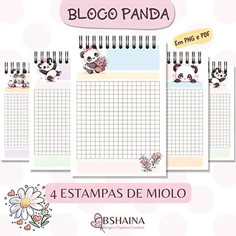 Arquivo Encadernação Miolo Bloquinho A6 Panda - Bshaina