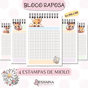 Arquivo Encadernação Miolo Bloquinho A6 Raposa - Bshaina