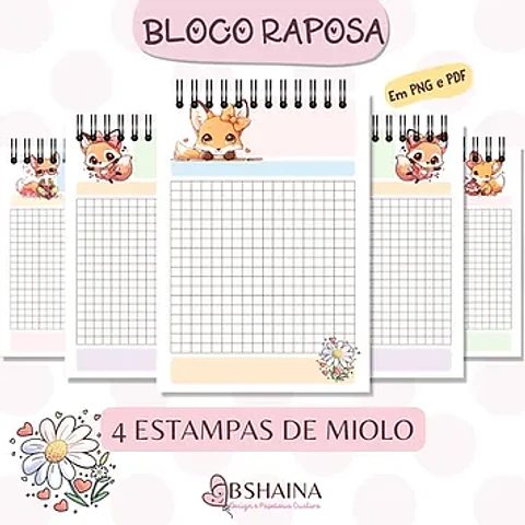 Arquivo Encadernação Miolo Bloquinho A6 Raposa - Bshaina