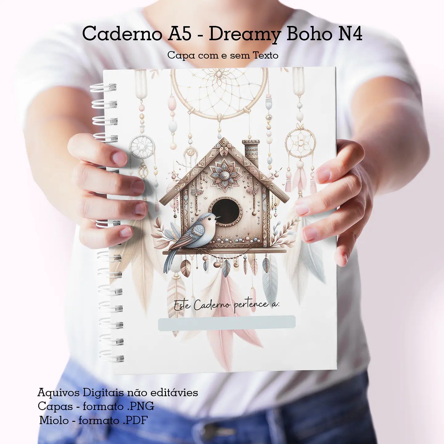 Arquivo Caderno A5 Dreamy Boho  + Bloquinho A6 - CUTE CORTE 3