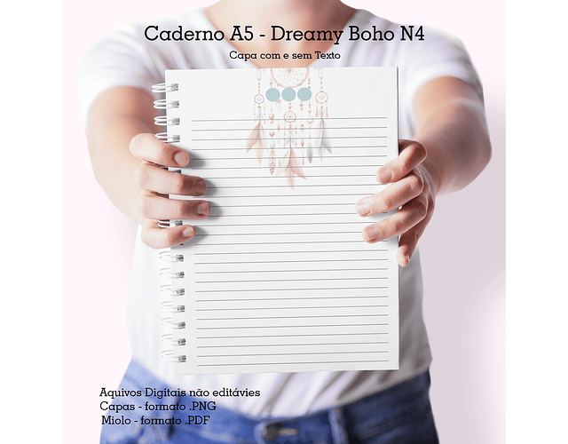 Arquivo Caderno A5 Dreamy Boho  + Bloquinho A6 - CUTE CORTE