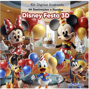 Kit Digital Turma do Mickey Festa de Aniversário 3D - ILLUSTRADEB