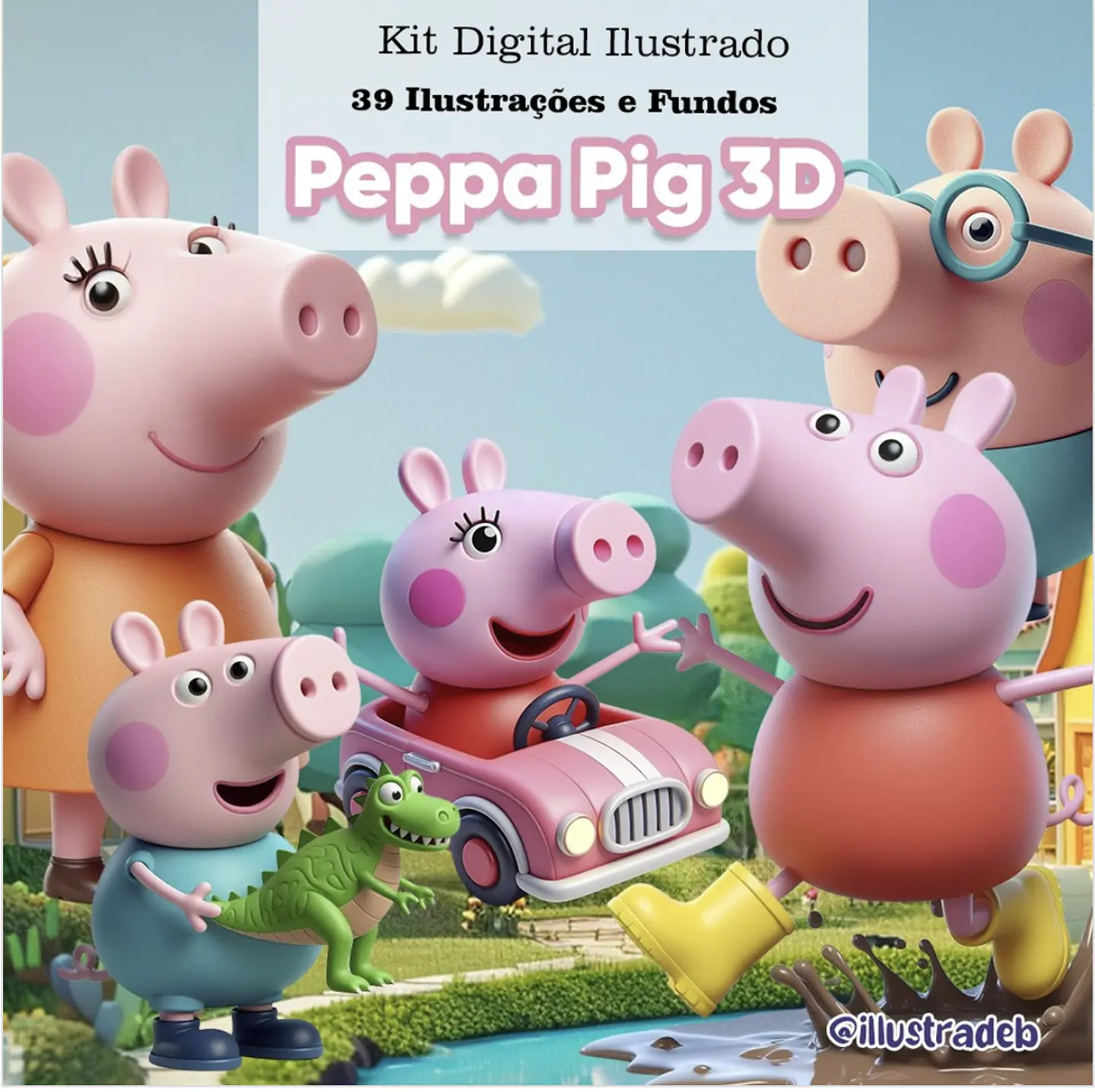 Kit Digital Peppa Pig 3D - ILLUSTRADEB 1