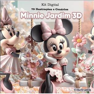 Kit Digital Minnie Jardim 3D - ILLUSTRADEB