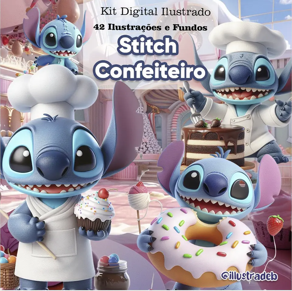Kit Digital Stitch Confeiteiro 3D - ILLUSTRADEB 1
