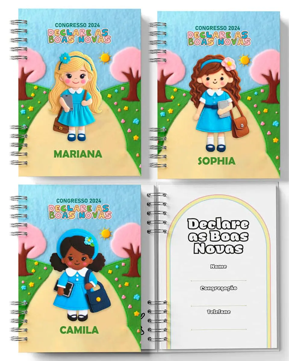 Arquivo kit Caderno Infantil Congresso Declare as Boas Novas Menino Menina - BICHO PAPEL 2