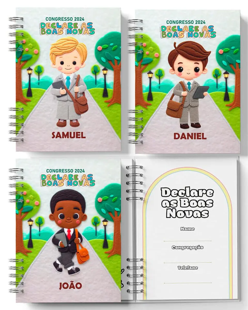 Arquivo kit Caderno Infantil Congresso Declare as Boas Novas Menino Menina - BICHO PAPEL 3