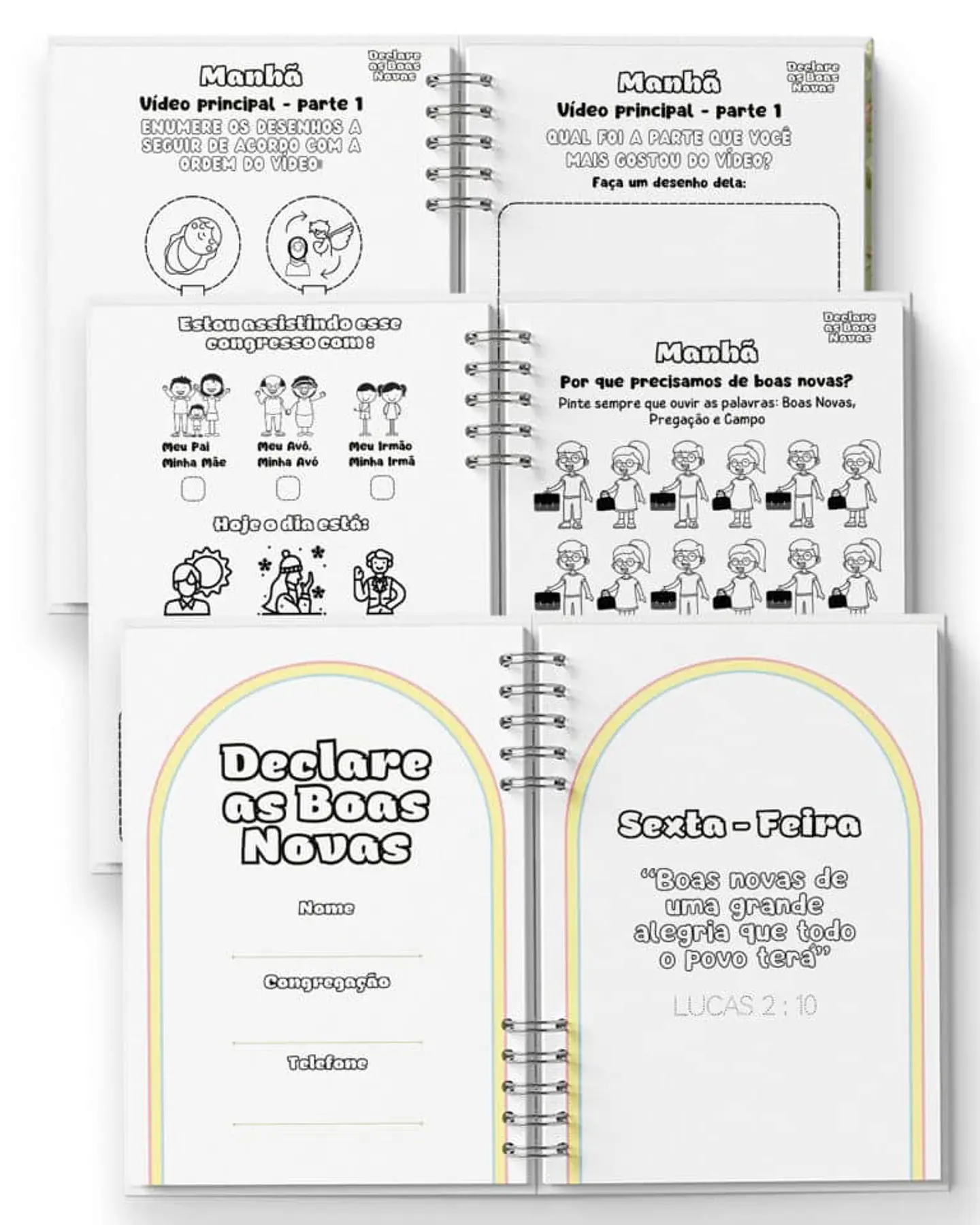 Arquivo kit Caderno Infantil Congresso Declare as Boas Novas Menino Menina - BICHO PAPEL 4
