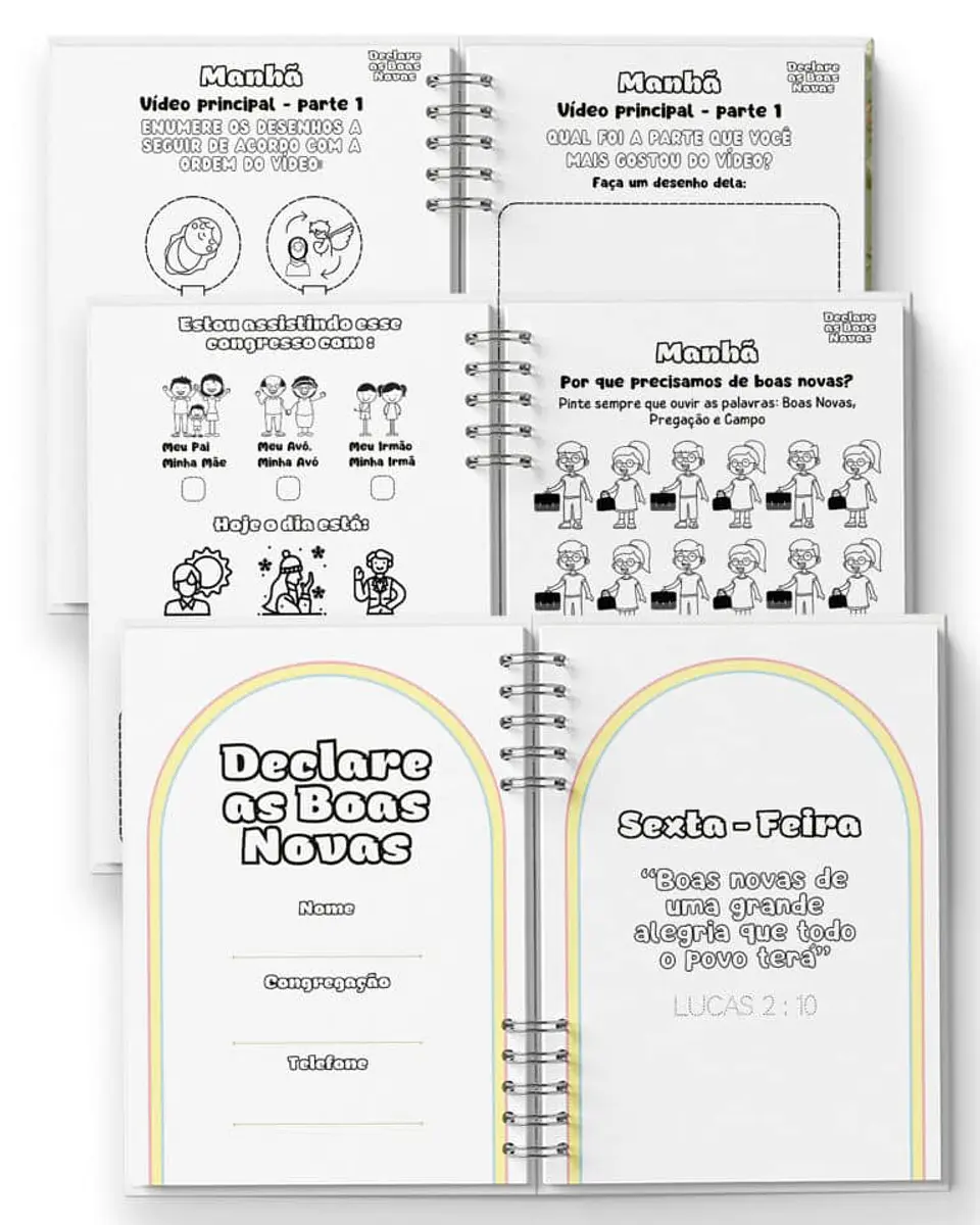 Arquivo kit Caderno Infantil Congresso Declare as Boas Novas Menino Menina - BICHO PAPEL 4