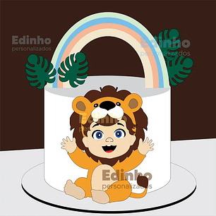 Arquivo Topo de Bolo Fantasia Leãozinho Arco íris - EM CAMADAS