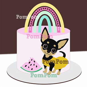 Arquivo Topo de Bolo Cachorrinha Pinscher Arco íris - EM CAMADAS