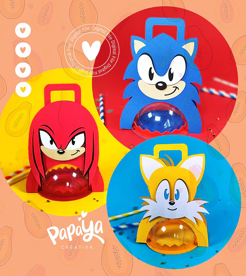 Arquivo Suporte Para Meia Bola Acrilica Sonic e Sua Turma - PAPAYA CREATIVA