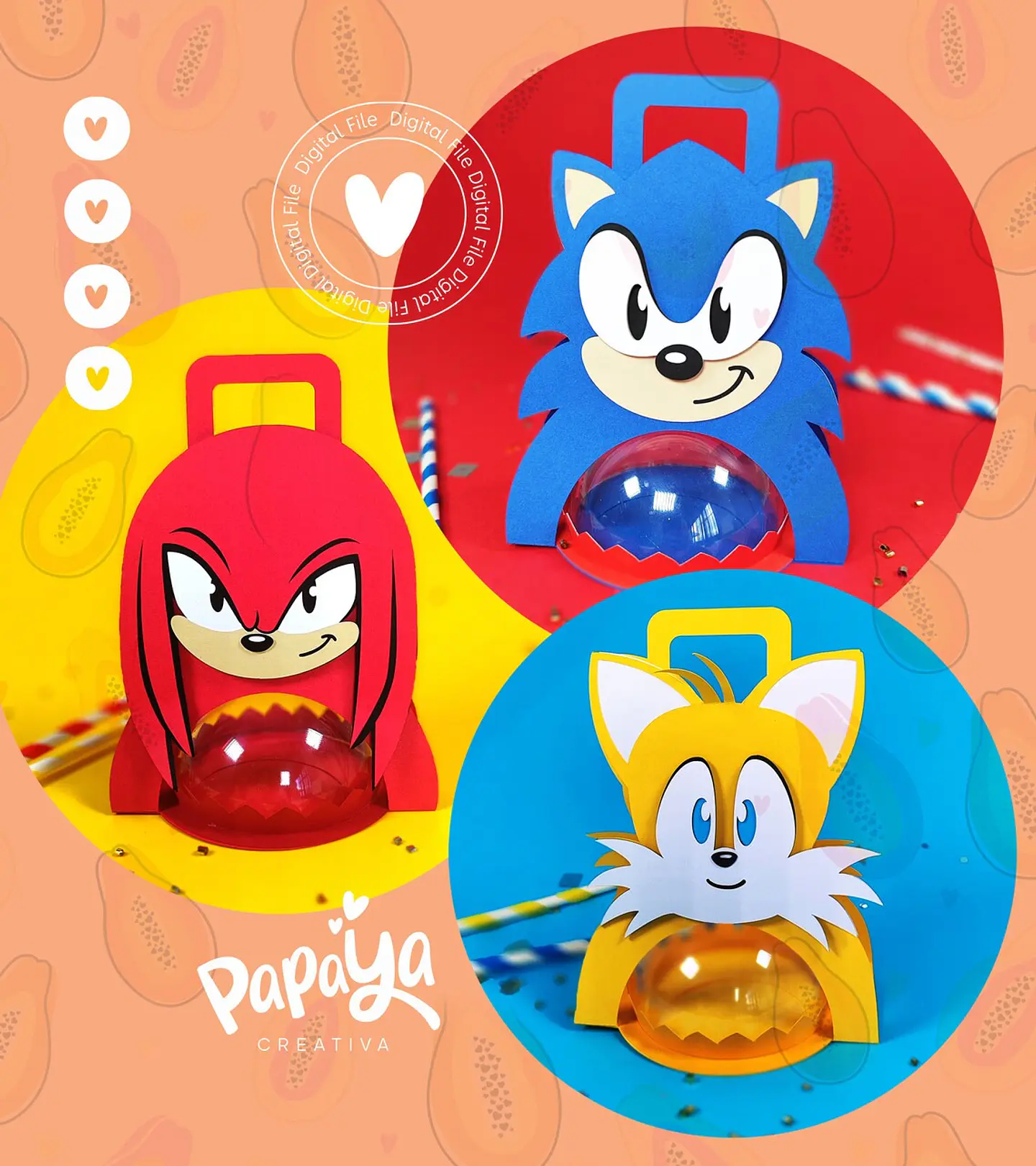 Arquivo Suporte Para Meia Bola Acrilica Sonic e Sua Turma - PAPAYA CREATIVA 1