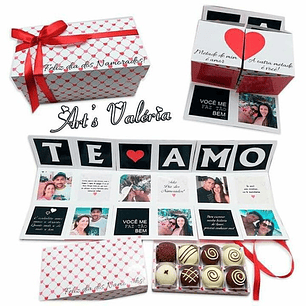 Arquivo de Corte Caixa Duplo Cubo Namorados Fotos e Doces