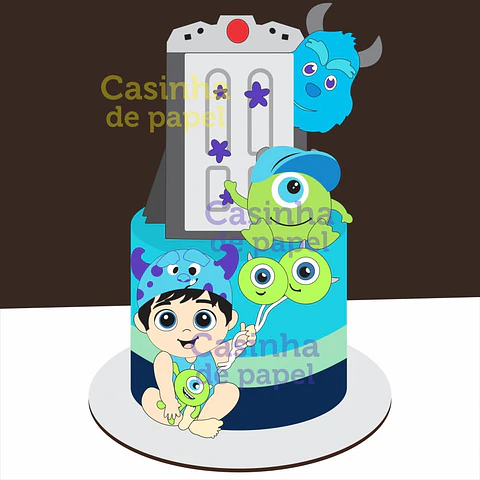 Arquivo Topo de Bolo Monstros SA Bebê - EM CAMADAS