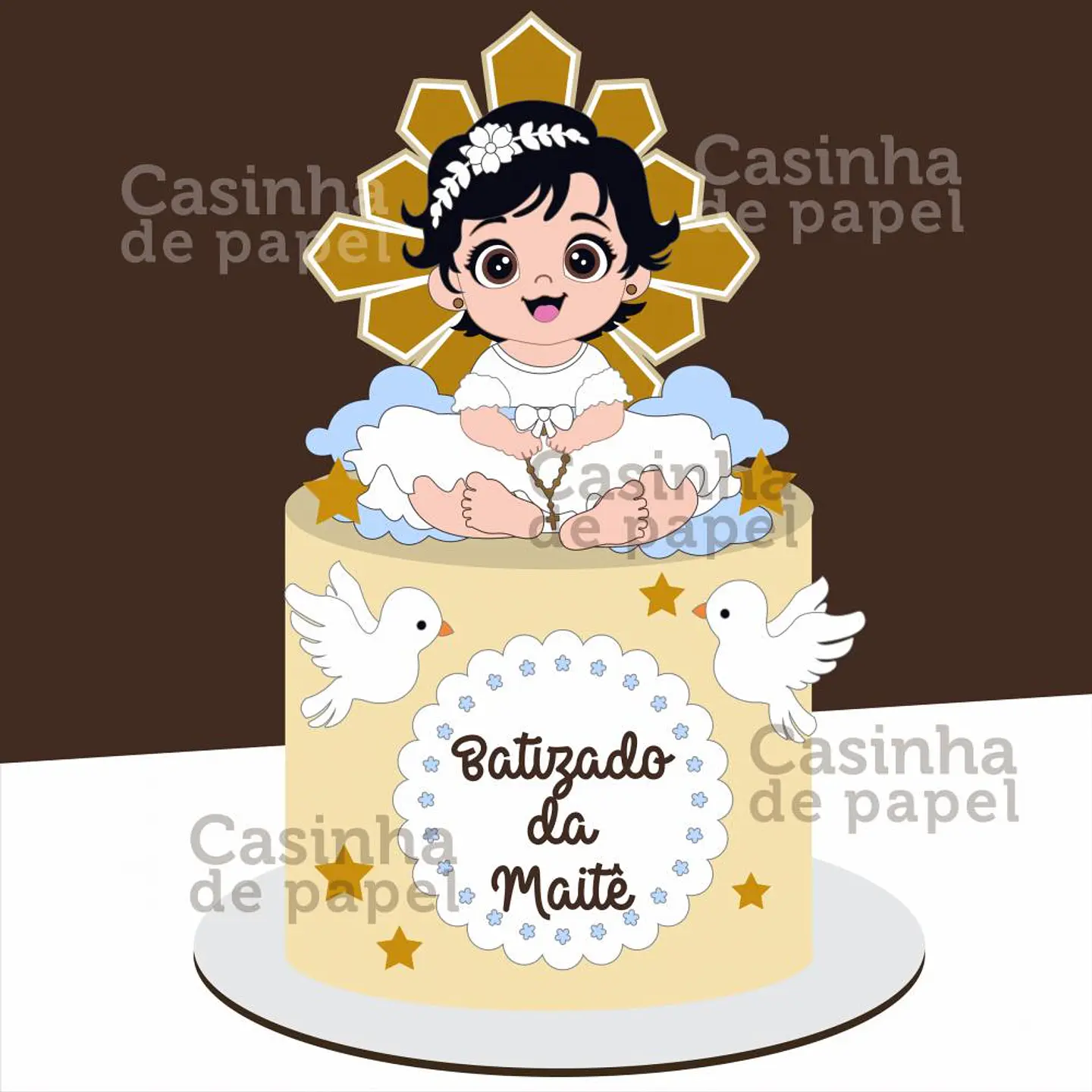 Arquivo Topo de Bolo Batizado Menina Bebê - EM CAMADAS 1