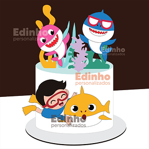 Arquivo Topo de Bolo Baby Shark Bebê Mergulhador - EM CAMADAS