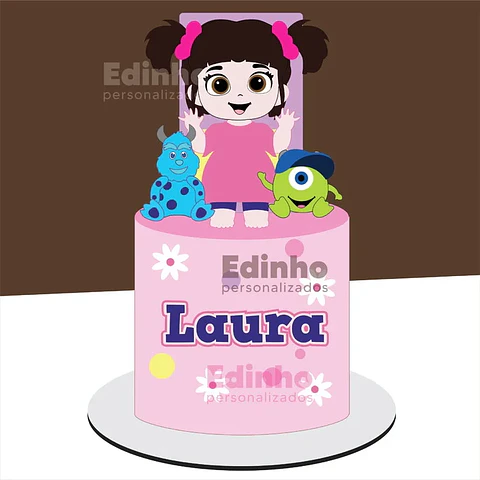 Arquivo Topo de Bolo Monstros SA Menina - EM CAMADAS