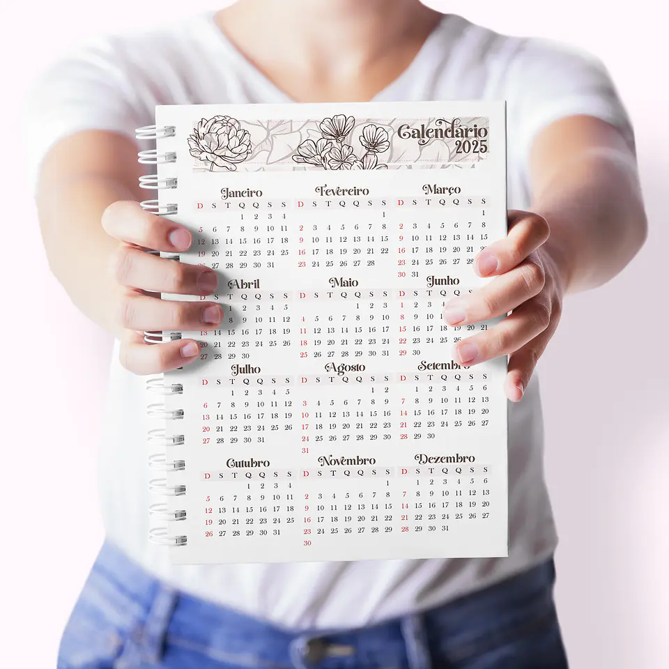 Arquivo Agenda A5 Floral – Datada 2025 – 1 DIA POR PÁGINA e 2 DIAS POR PÁGINA – ELEGANT FLOWERS (4 MIOLOS) - CUTE CORTE 4