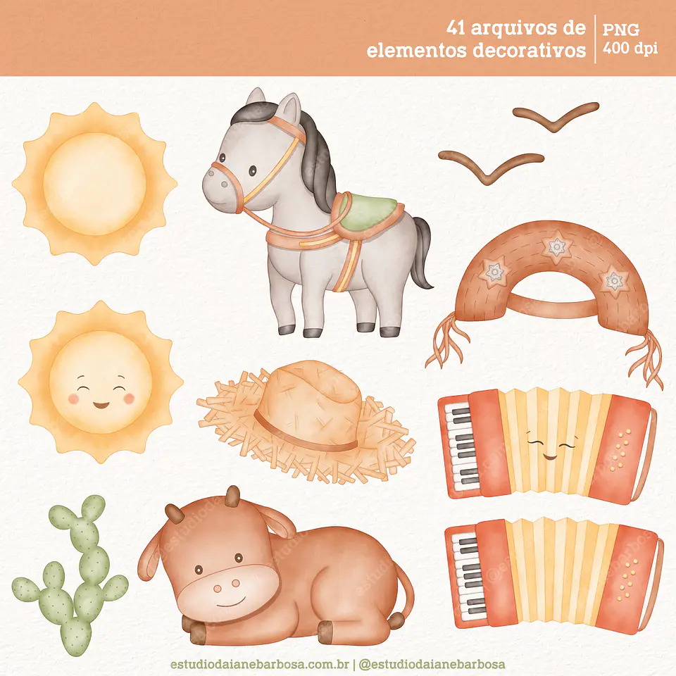 Kit Digital Sertão Aquarela - Estudio Daiane Barbosa 2