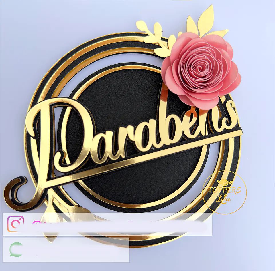 Arquivo Topo de Bolo  Parabéns Circular Floral - TOPPERS DE LUXO 1