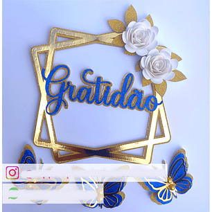 Arquivo Topo de Bolo Gratidão Geométrico - TOPPERS DE LUXO