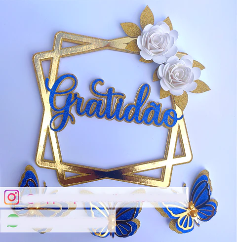 Arquivo Topo de Bolo Gratidão Geométrico - TOPPERS DE LUXO