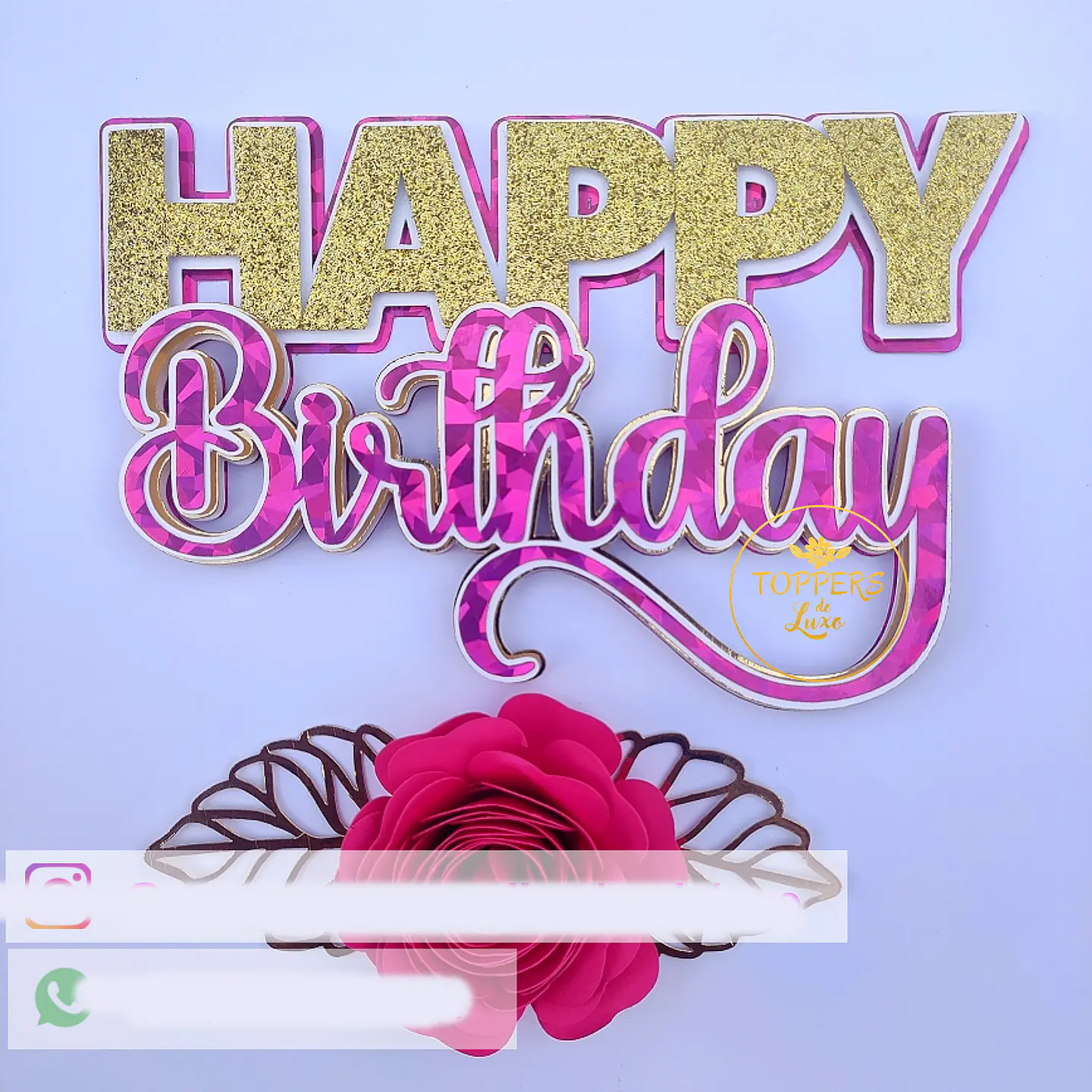 Arquivo Topo de Bolo Happy Birthday Flores - TOPPERS DE LUXO 1