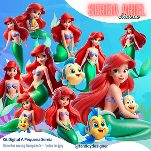Kit Digital A Pequena Sereia 3D