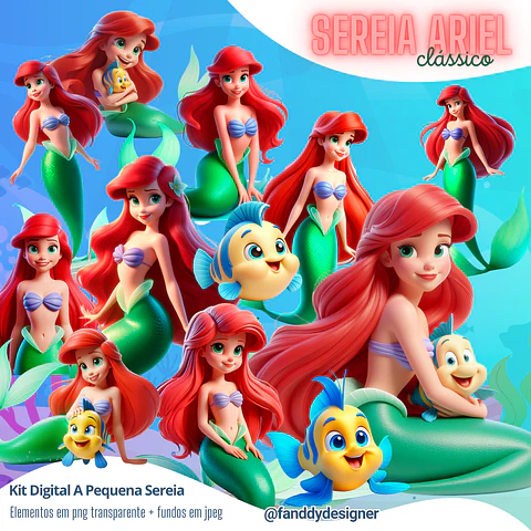 Kit Digital A Pequena Sereia 3D