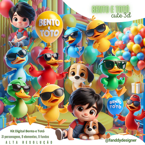 Kit Digital Bento e Totó Cute 3D