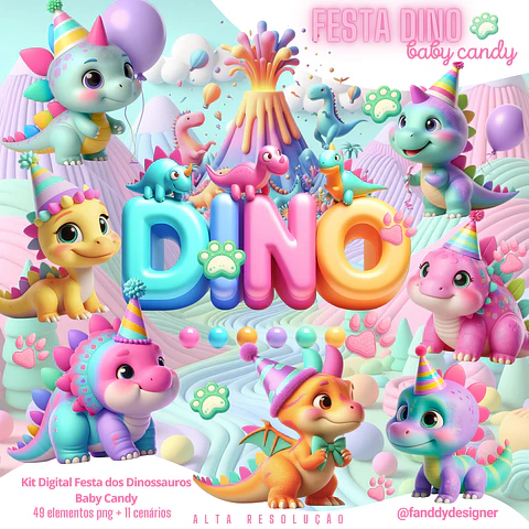 Kit Digital Dinossauros Baby Candy