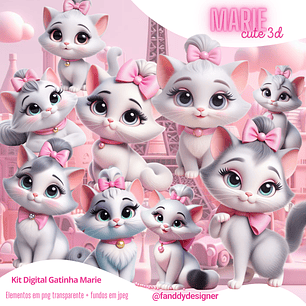 Kit Digital Gatinha Marie Cute 3D