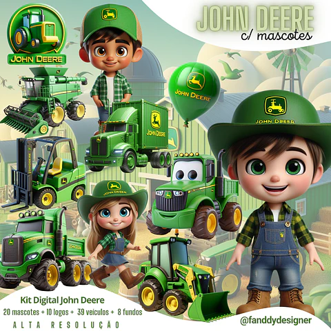 Kit Digital John Deere com Mascotes