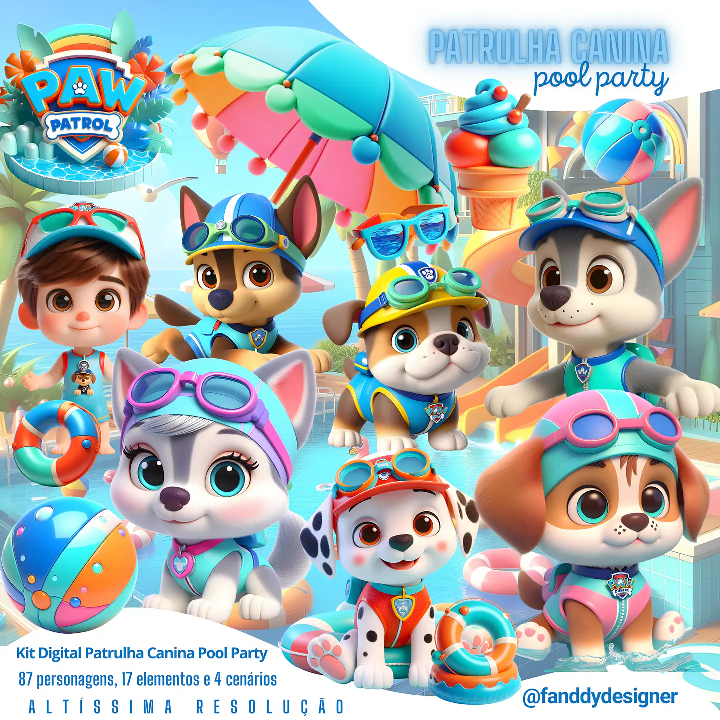Kit Digital Patrulha Canina Pool Party 1