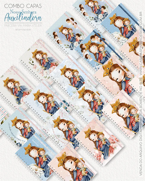 Arquivo Combo 19 capas A5 Nossa Senhora Auxiliadora - CARINAS PAPER