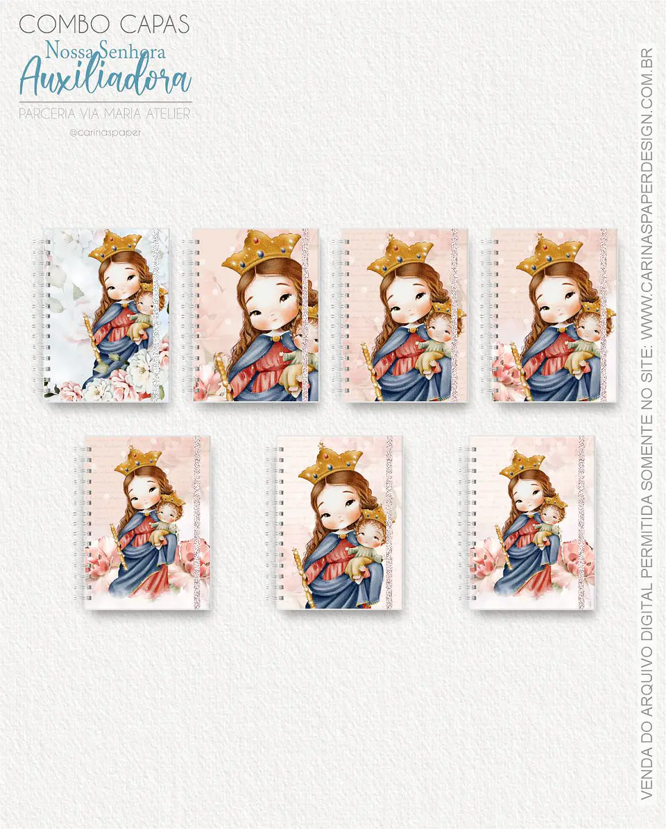 Arquivo Combo 19 capas A5 Nossa Senhora Auxiliadora - CARINAS PAPER 2