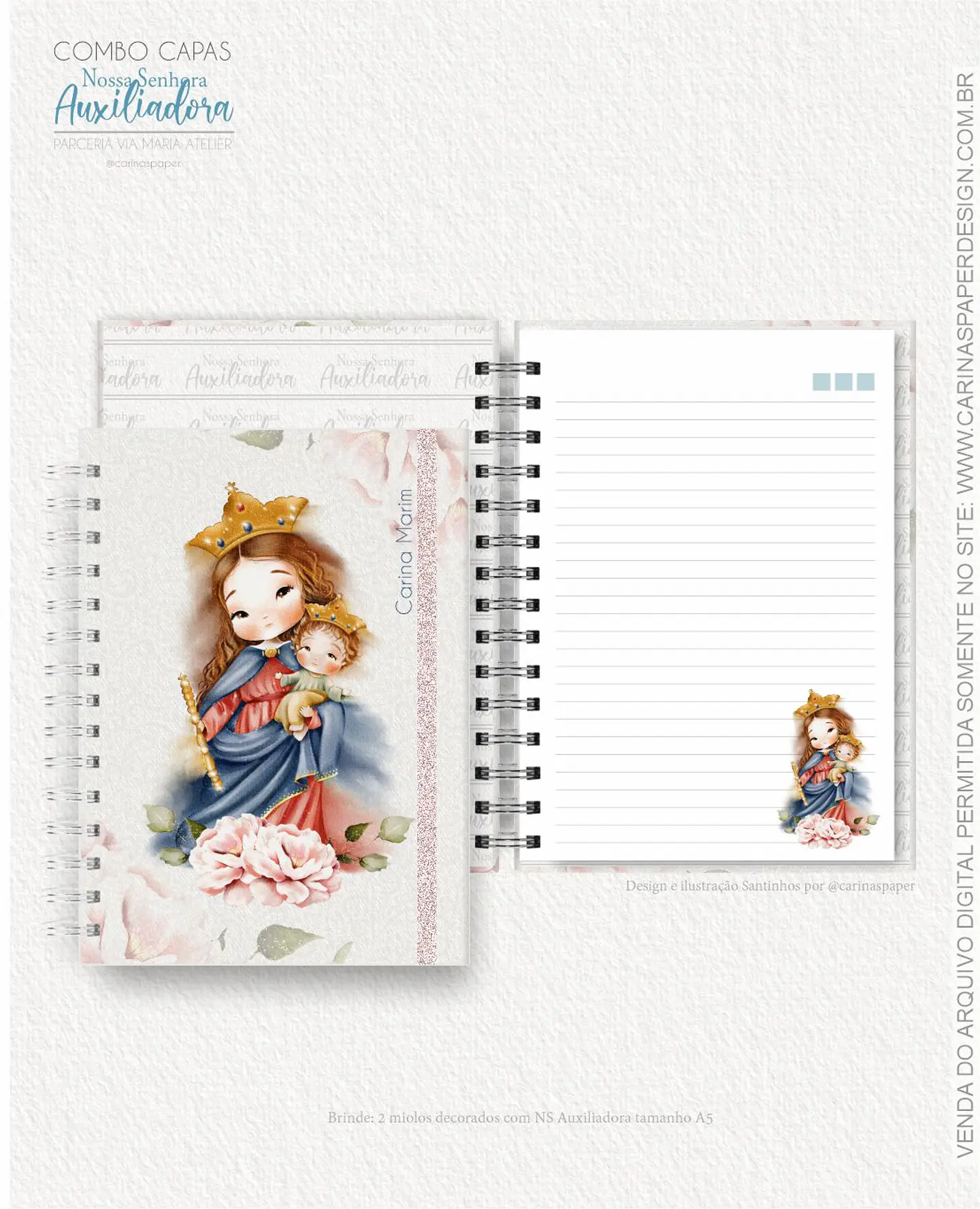 Arquivo Combo 19 capas A5 Nossa Senhora Auxiliadora - CARINAS PAPER 4