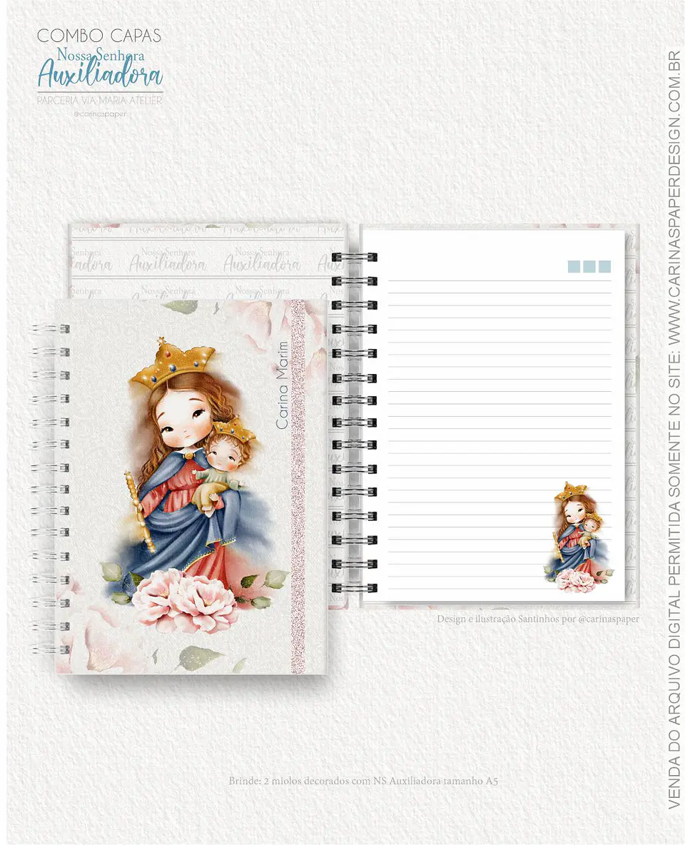 Arquivo Combo 19 capas A5 Nossa Senhora Auxiliadora - CARINAS PAPER 4