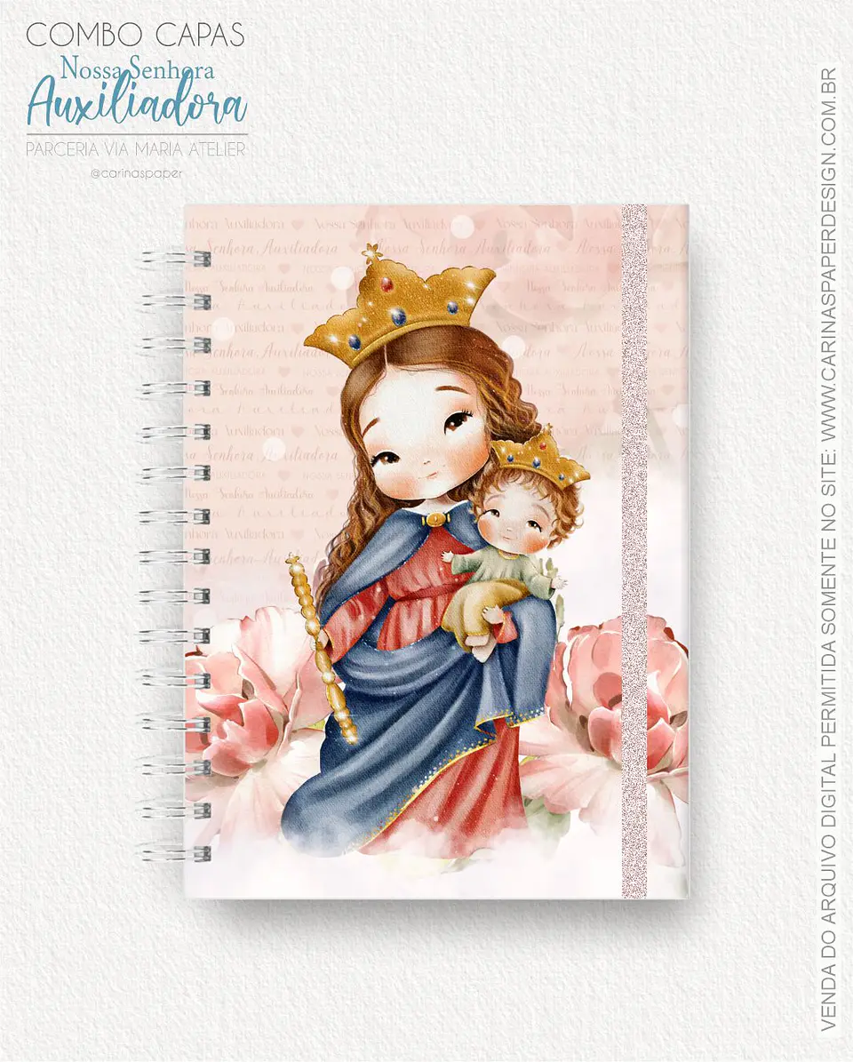 Arquivo Combo 19 capas A5 Nossa Senhora Auxiliadora - CARINAS PAPER 12