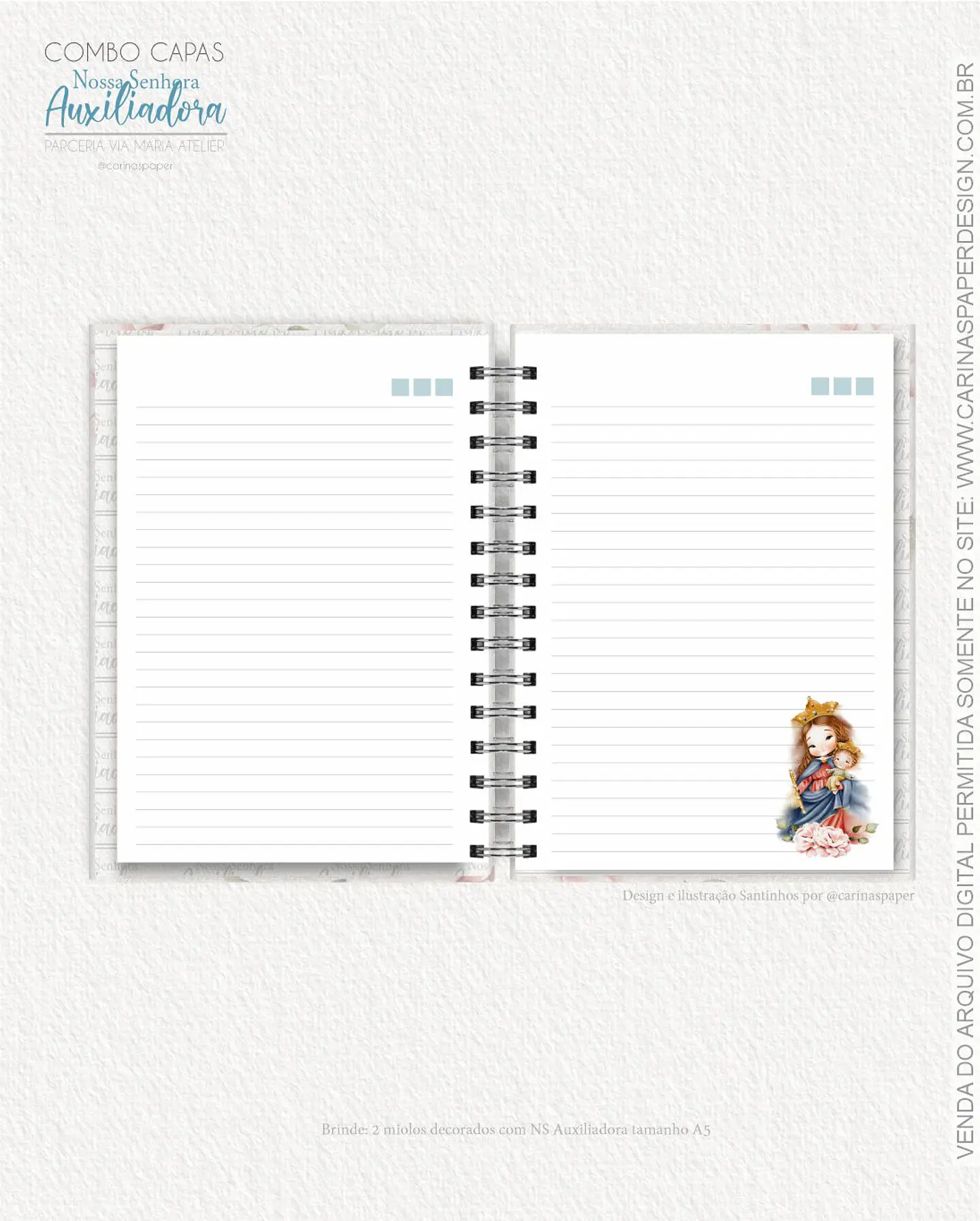 Arquivo Combo 19 capas A5 Nossa Senhora Auxiliadora - CARINAS PAPER 13