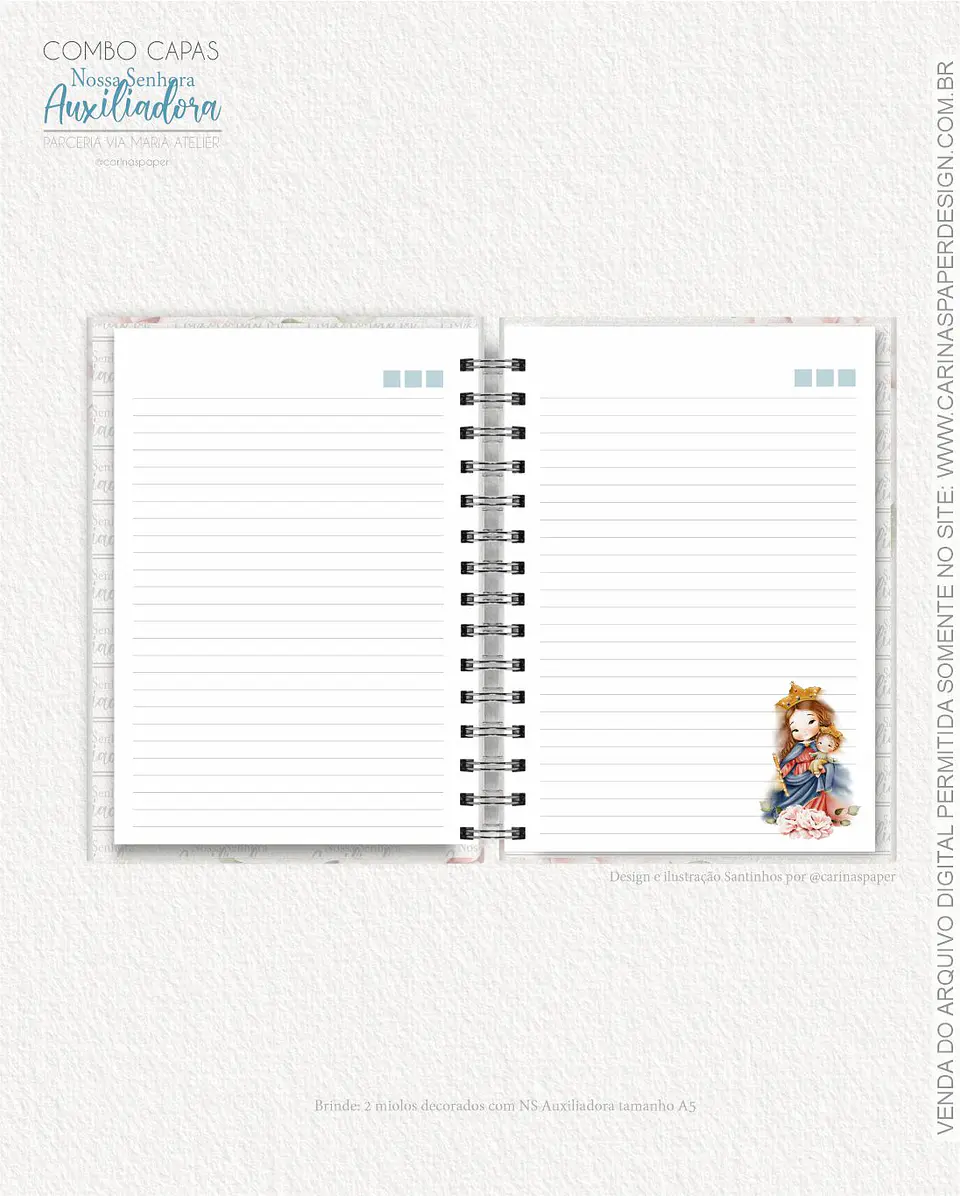 Arquivo Combo 19 capas A5 Nossa Senhora Auxiliadora - CARINAS PAPER 13
