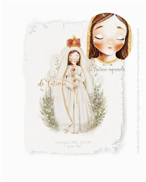 Arquivo Ilustração Digital Nossa Senhora de Fátima - Carinas Paper