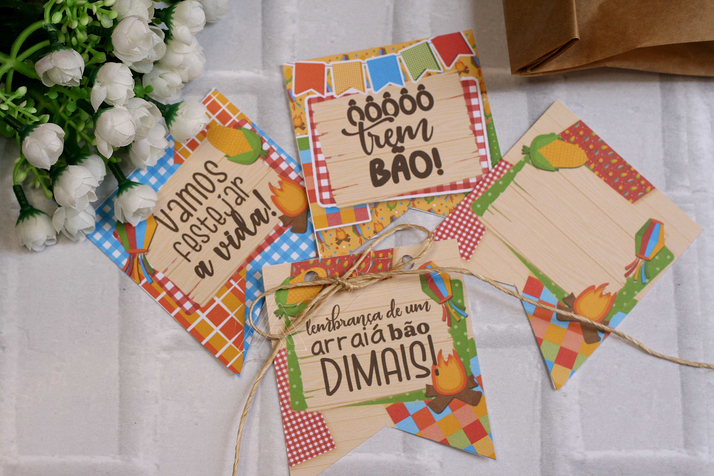 ARQUIVO TAG BANDEIRINHA - FESTA JUNINA LOOPINHA 1