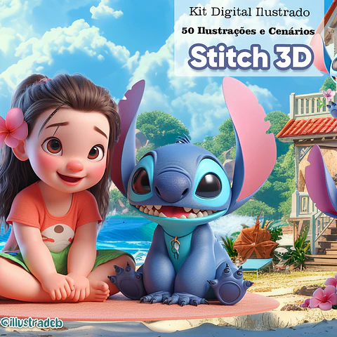 Kit Digital Lilo e Stitch 3D - ILLUSTRADEB