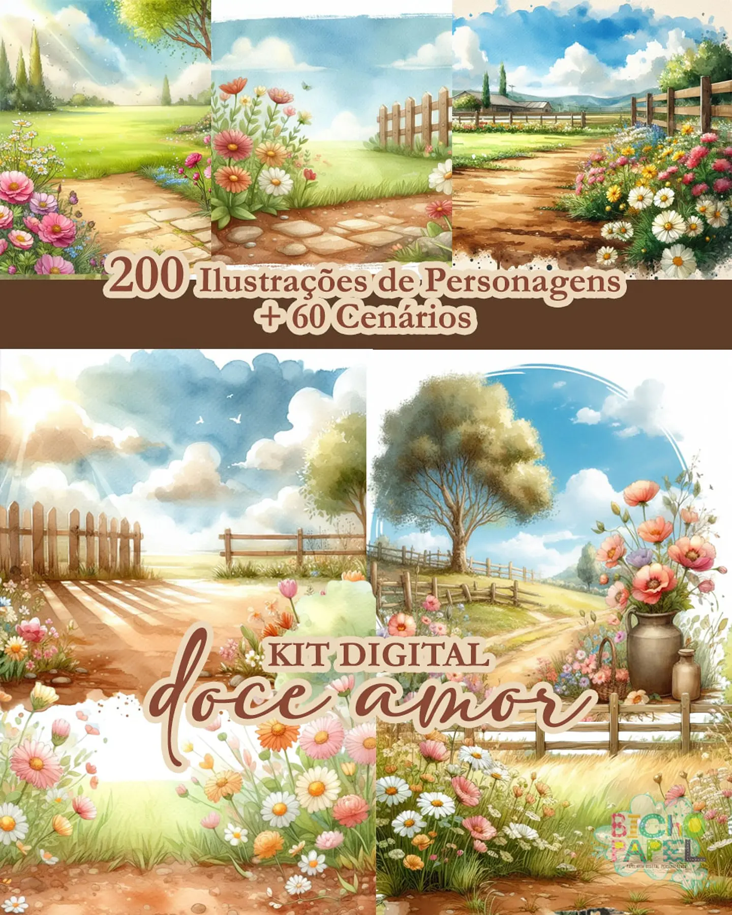 Kit Digital Doce amor - Bicho Papel 2