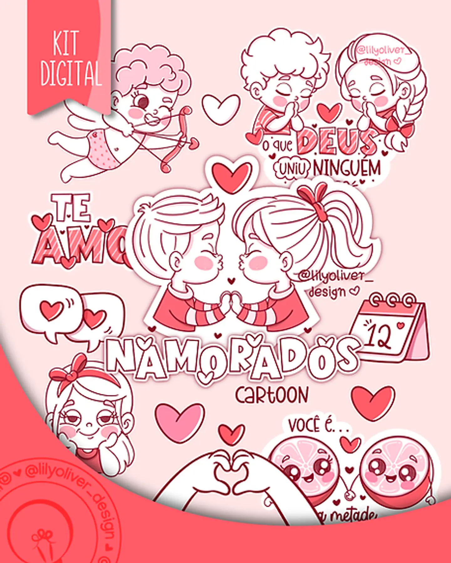 Kit Digital Dia dos Namorados Cartoon - LILY OLIVER 1